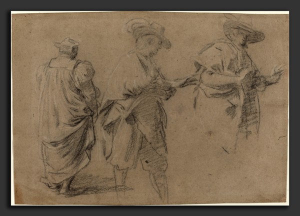 Attributed to Eustache Le Sueur (French, 1617 - 1655), A Judge and Two Gentlemen Lawyers, black