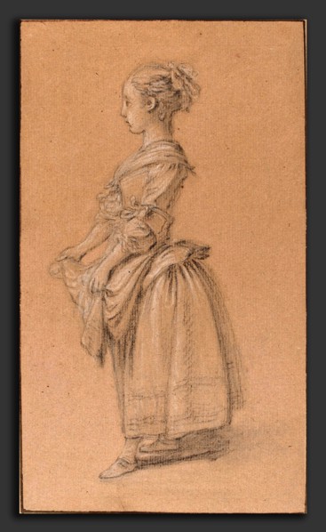 Jean-FranÃ§ois Clermont (French, 1717 - 1807), A Girl in Peasant Dress, c. 1750, black and white