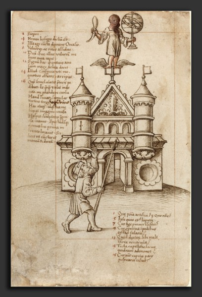 French early 16th century, The Statue of Opportunity and the Passer-by, c. 1512-1515, pen and brown
