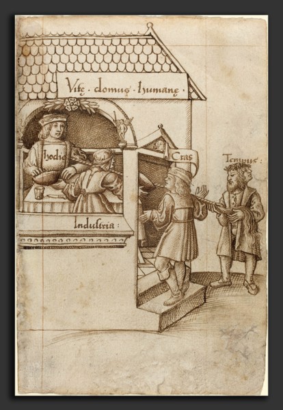 French early 16th century, "Do Not Sit on the Grain Measure" [fol. 12 recto], c. 1512-1515, pen and