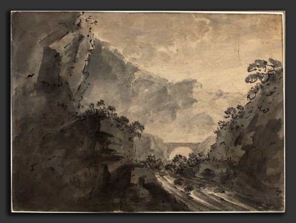William Gilpin (British, 1724 - 1804), A Picturesque Landscape, brush and black ink with gray