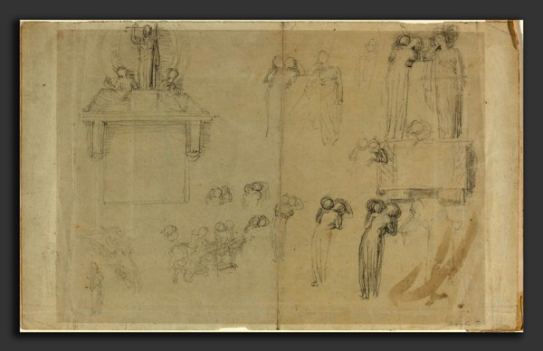 John Flaxman (British, 1755 - 1826), Sheet of Studies [recto and verso], graphite