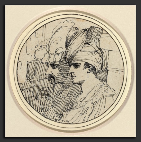 John Hamilton Mortimer (British, 1740 - 1779), Two Oriental Heads, 1770-1775, pen and black ink on