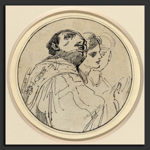 John Hamilton Mortimer (British, 1740 - 1779), Three Oriental Heads, 1770-1775, pen and black ink