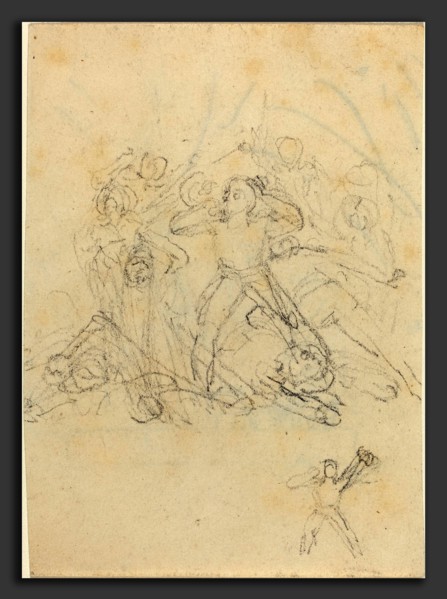 John Flaxman (British, 1755 - 1826), Group of Figures, graphite; compositionally unrelated pen and