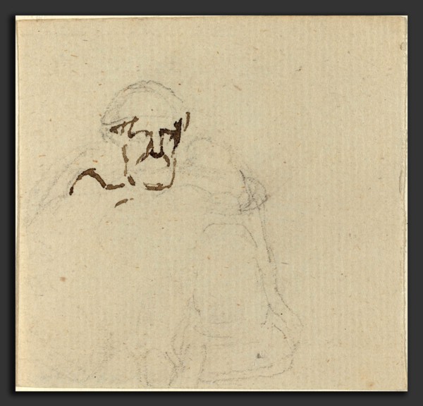 John Flaxman (British, 1755 - 1826), Bearded Figure, pen and brown ink over graphite