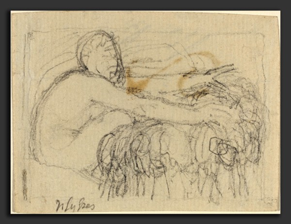 John Flaxman (British, 1755 - 1826), Seated Figure with Arms Outstretched, graphite