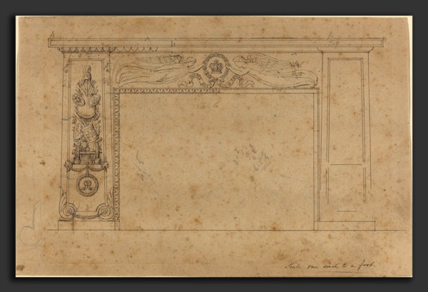 John Flaxman (British, 1755 - 1826), Design for a Chimney, pen and black ink