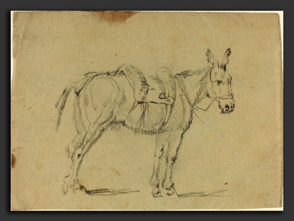 John Flaxman (British, 1755 - 1826), Donkey Stretching a Hind Leg, graphite on laid paper