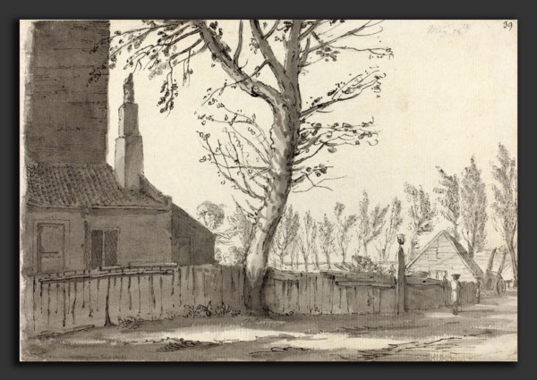 Samuel Hieronymus Grimm (Swiss, 1733 - 1794), High Street at the Manor House, Marylebone, 1772, pen