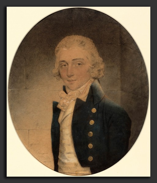 John Downman (Welsh, 1750 - 1824), George Mills, 1792, pastel with gray and brown wash on two