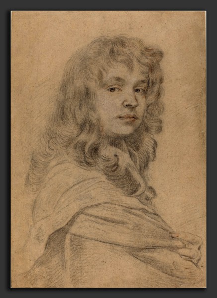Sir Peter Lely (British, 1618 - 1680), Self-Portrait, c. 1641, black chalk with touches of red