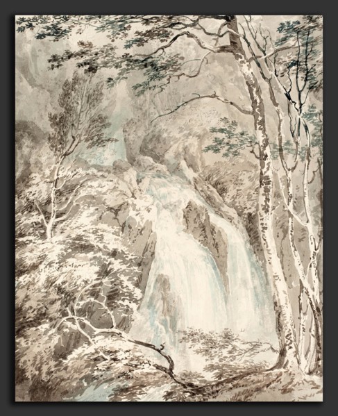 Joseph Mallord William Turner (British, 1775 - 1851), A Waterfall, 1795-1796, graphite with blue