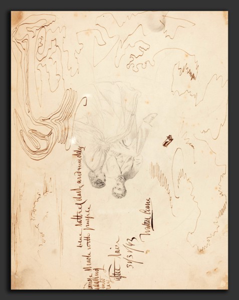 Walter Crane (British, 1845 - 1915), Sketch of a Couple Seated with Cloud Studies, 1863, graphite