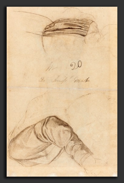 Ford Madox Brown (British, 1821 - 1893), Two Drapery Studies, c. 1844, black chalk on laid paper