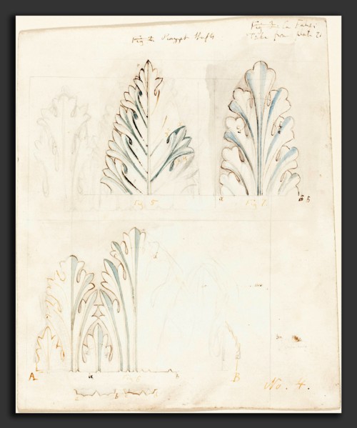 John Ruskin (British, 8 February 1819 - 20 January 1900), Ornamental Study with Acanthus Motif for