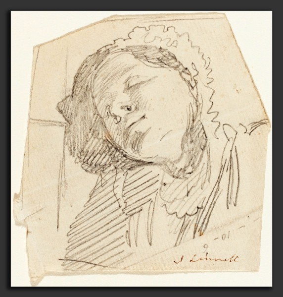 John Linnell (British, 1792 - 1882), A Woman Resting, graphite on laid paper