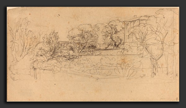 Friedrich Salathé (Swiss, 1793 - 1858), A Terraced Garden by a Villa, 1815-21, graphite on wove