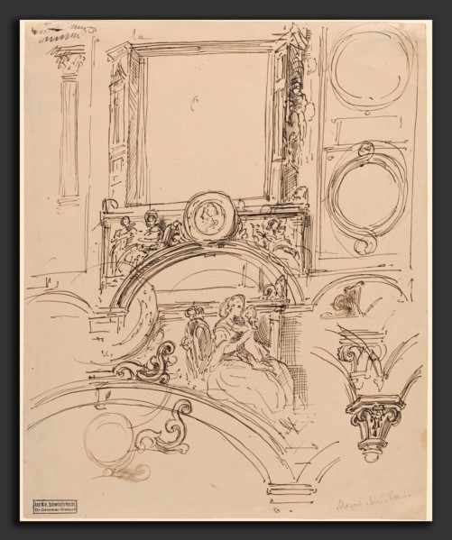 Moritz von Schwind (Austrian, 1804 - 1871), Architectural Details for a Wall Decoration with