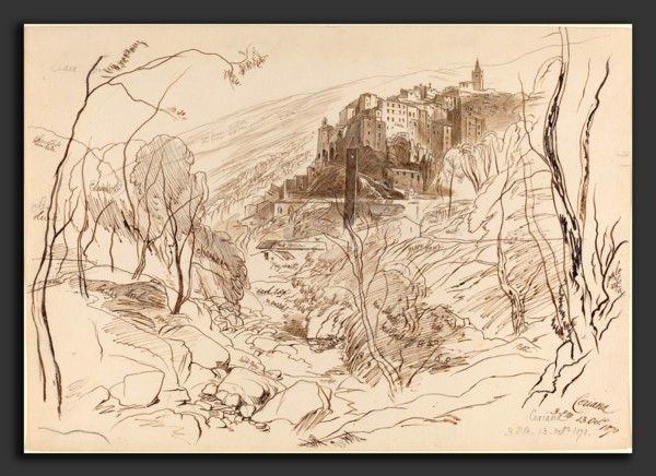 Edward Lear (British, 1812 - 1888), View of Ceriana, 1870, pen and brown ink over graphite