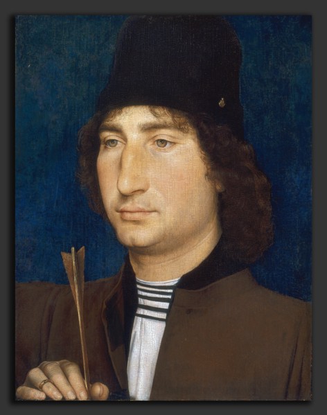 Hans Memling, Portrait of a Man with an Arrow, Netherlandish, active c. 1465 - 1494, c. 1470-1475,