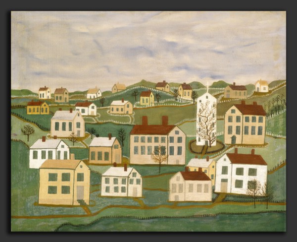 American 19th Century, Twenty-two Houses and a Church, mid 19th century, water-based medium on