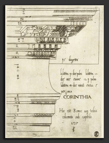 Master PS (Italian (?), active 1535-1537), Entablature from the Temple of Castor and Pollux, Rome,