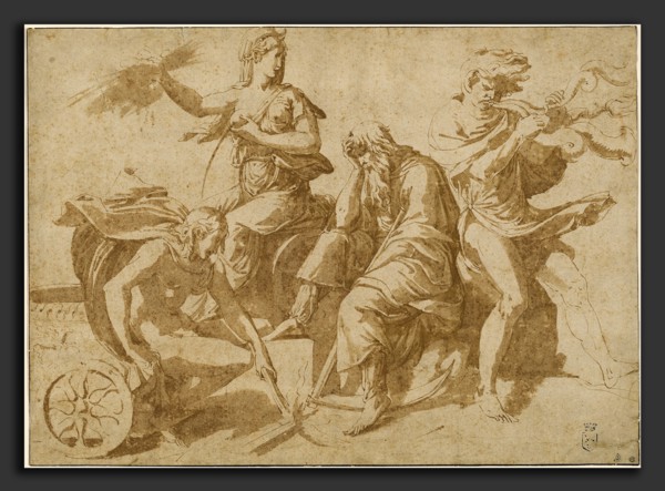 Giulio Romano (Italian, 1499 - 1546), The Four Elements, c. 1530, pen and brown ink with brown wash