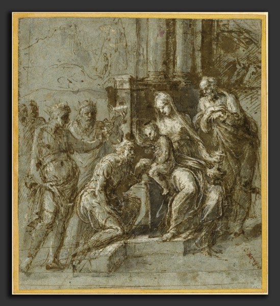Biagio Pupini (Italian, active 1511 - 1551), The Adoration of the Magi, 1551, pen and brown ink