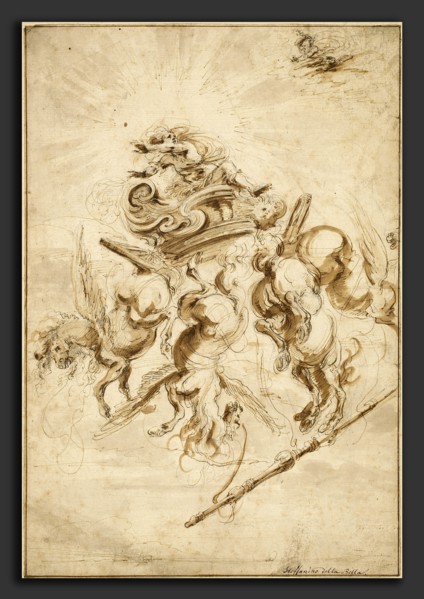 Stefano Della Bella (Italian, 1610 - 1664), The Fall of Phaeton, pen and brown ink with brown wash