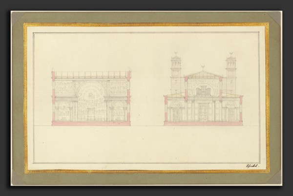 Karl Friedrich Schinkel (German, 1781 - 1841), Section of the Crossing and the West End of a