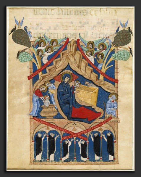 Master of Imola (Italian, active 1265 - 1280), The Nativity with Six Dominican Monks, 1265-1274,