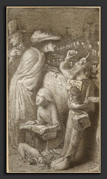 Simeon Solomon, I Am Starving, British, 1840 - 1905, 1857, pen and black ink with gray wash