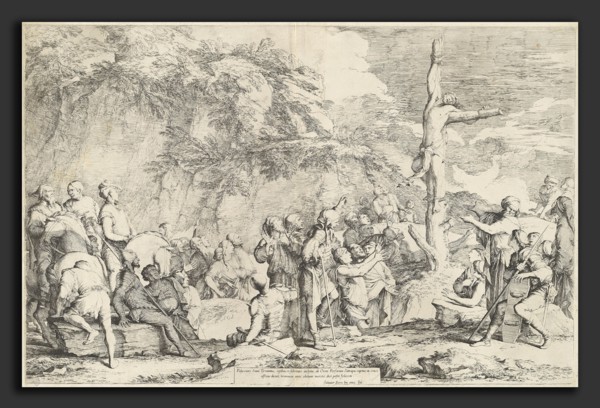 Salvator Rosa, The Crucifixion of Polycrates, Italian, 1615 - 1673, c. 1662, etching and drypoint