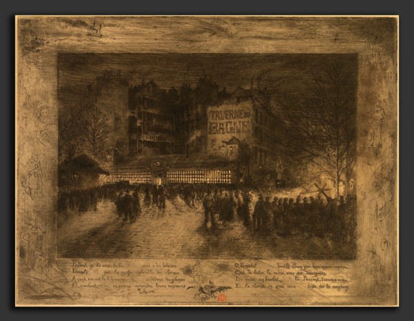 Félix-Hilaire Buhot, La Place des Martyrs et la Taverne du Bagne, French, 1847 - 1898, 1885,
