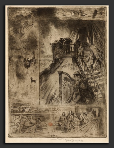 Félix-Hilaire Buhot, La Traversée (The Passage), French, 1847 - 1898, 1879-1885, etching, drypoint,