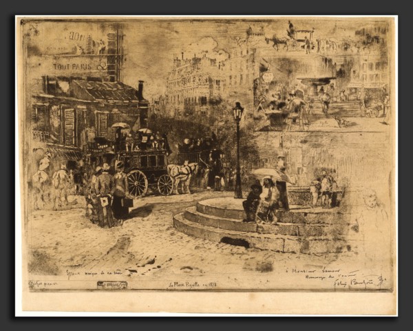 Félix-Hilaire Buhot, La Place Pigalle en 1878 (Place Pigalle in 1878), French, 1847 - 1898, 1878,