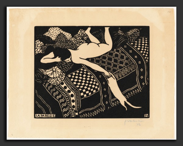 Félix Vallotton, La paresse (Laziness), Swiss, 1865 - 1925, 1896, woodcut on cream wove paper
