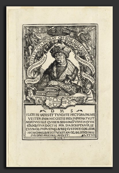 Hans Burgkmair I (German, 1473 - 1531), Conrad Celtis, 1507, woodcut