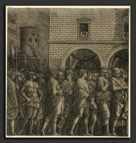 Workshop of Andrea Mantegna, The Triumph of Caesar: The Senators, c. 1485-1490, engraving in black
