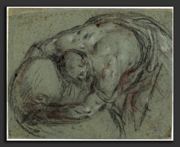 Leandro Bassano (Italian, 1557 - 1622), A Man Bending over to Pick up a Bundle, c. 1592, charcoal,