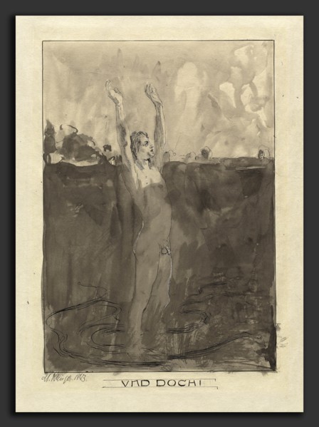 Max Klinger (German, 1857 - 1920), Und Doch!, 1883, pen and black ink with gray wash, heightened