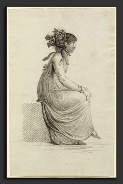 Carl Wilhelm Kolbe (German, 1759 - 1835), A Seated Young Woman Wearing a Fashionable Hat,