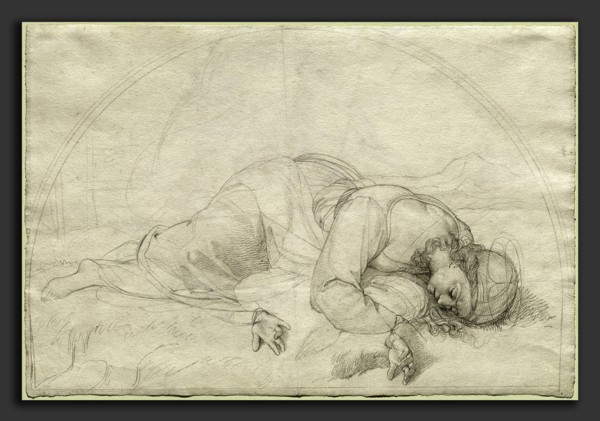 Johann Evangelist Scheffer von Leonhardshoff (German, 1795 - 1822), Saint Cecilia, 1821, graphite