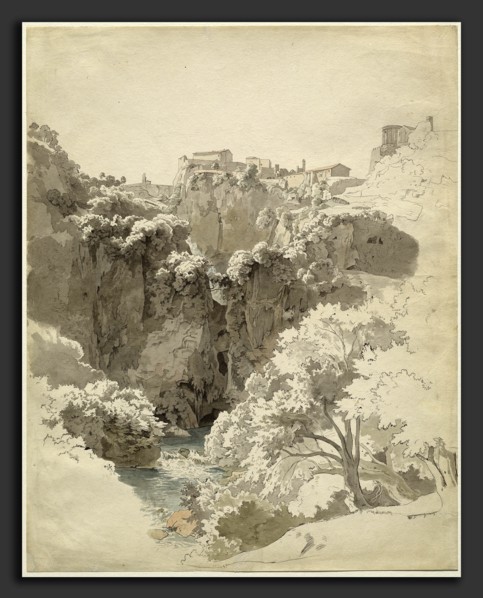 Carl Wagner (German, 1796 - 1867), Tivoli and the Temple of the Sibyl Above the Aniene Gorge, 1824,