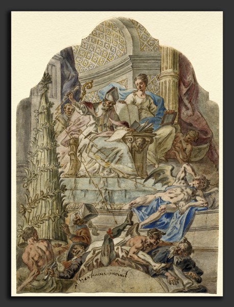 Joseph Hartmann (German, 1747 - 1788), Saint Augustine Subdues Heresy with Lightning Bolts from His