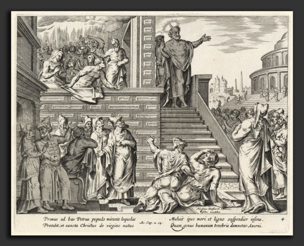 Philip Galle after Maerten van Heemskerck, Saint Peter Speaks to the People about Christ, Flemish,