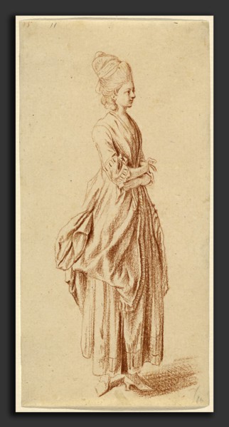Daniel Nikolaus Chodowiecki (German, 1726 - 1801), A Standing Lady in a Day Dress, 1775-1780, red