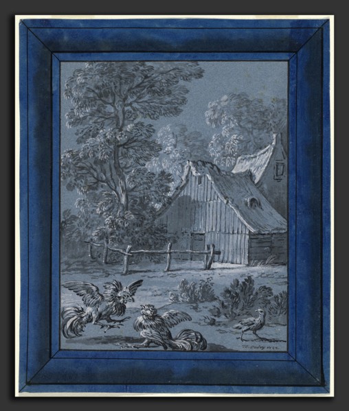 Jean-Baptiste Oudry, The Partridge and the Cocks, French, 1686 - 1755, 1732, brush and black ink,