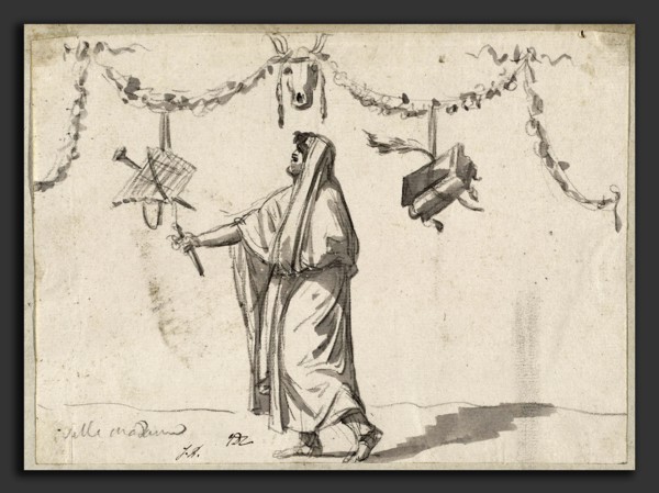 Jacques-Louis David, Ornament with a Bearded Man in Ancient Dress, French, 1748 - 1825, 1775-80,